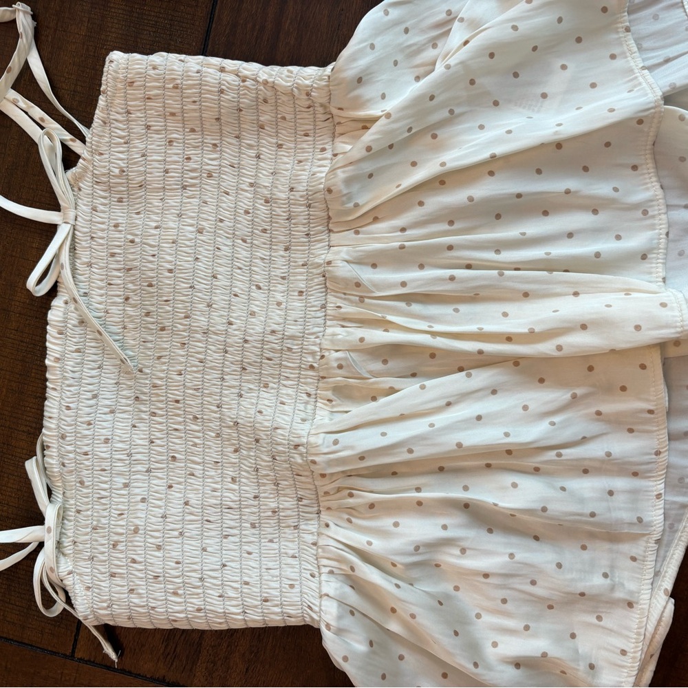 Like New! American Eagle Outfitters Cream polka dot gold and cream Top